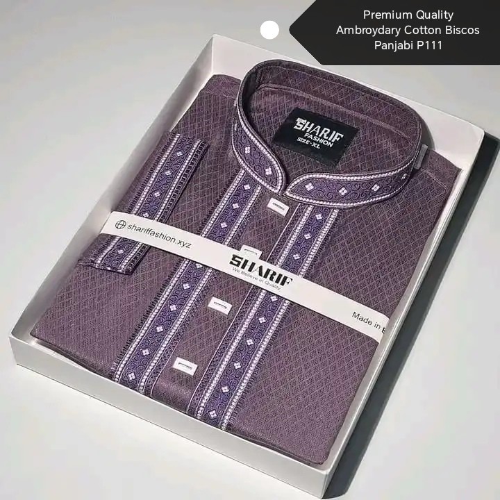 Premium Quality Ambroydary Cotton Biscos Panjabi P111