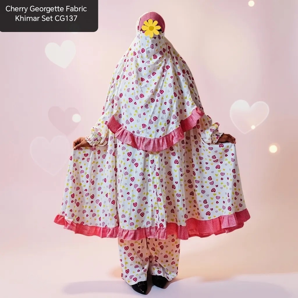 Cherry Georgette Fabric Khimar Skart Set CG135