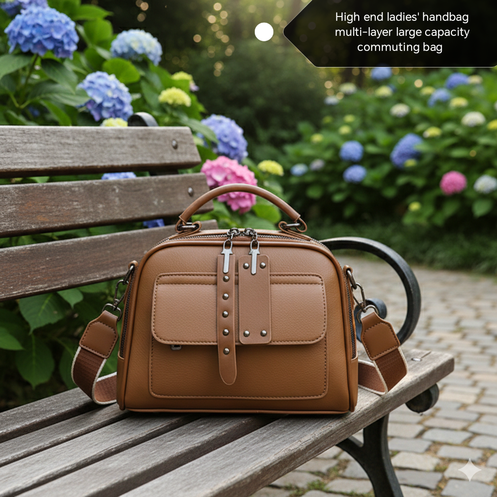 High end ladies' handbag multi-layer large capacity commuting bag hmb100