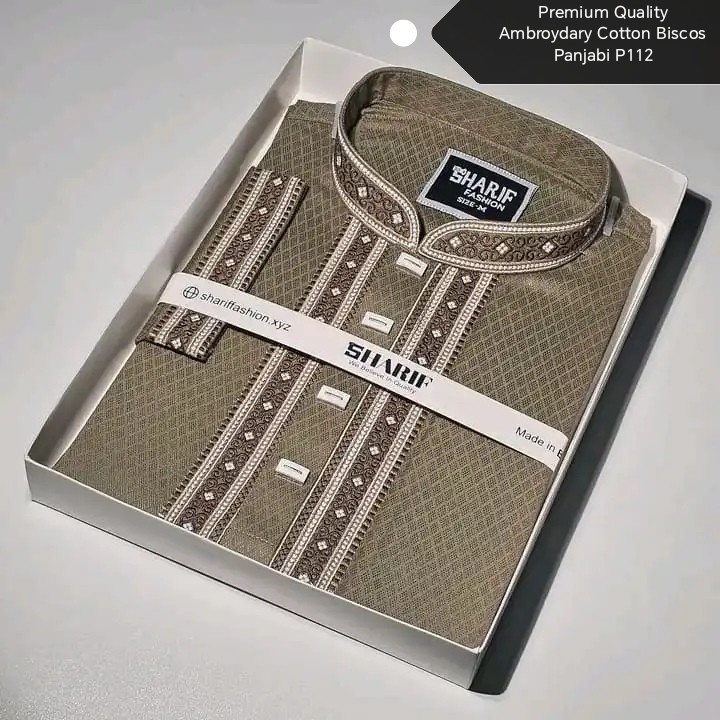 Premium Quality Ambroydary Cotton Biscos Panjabi P112