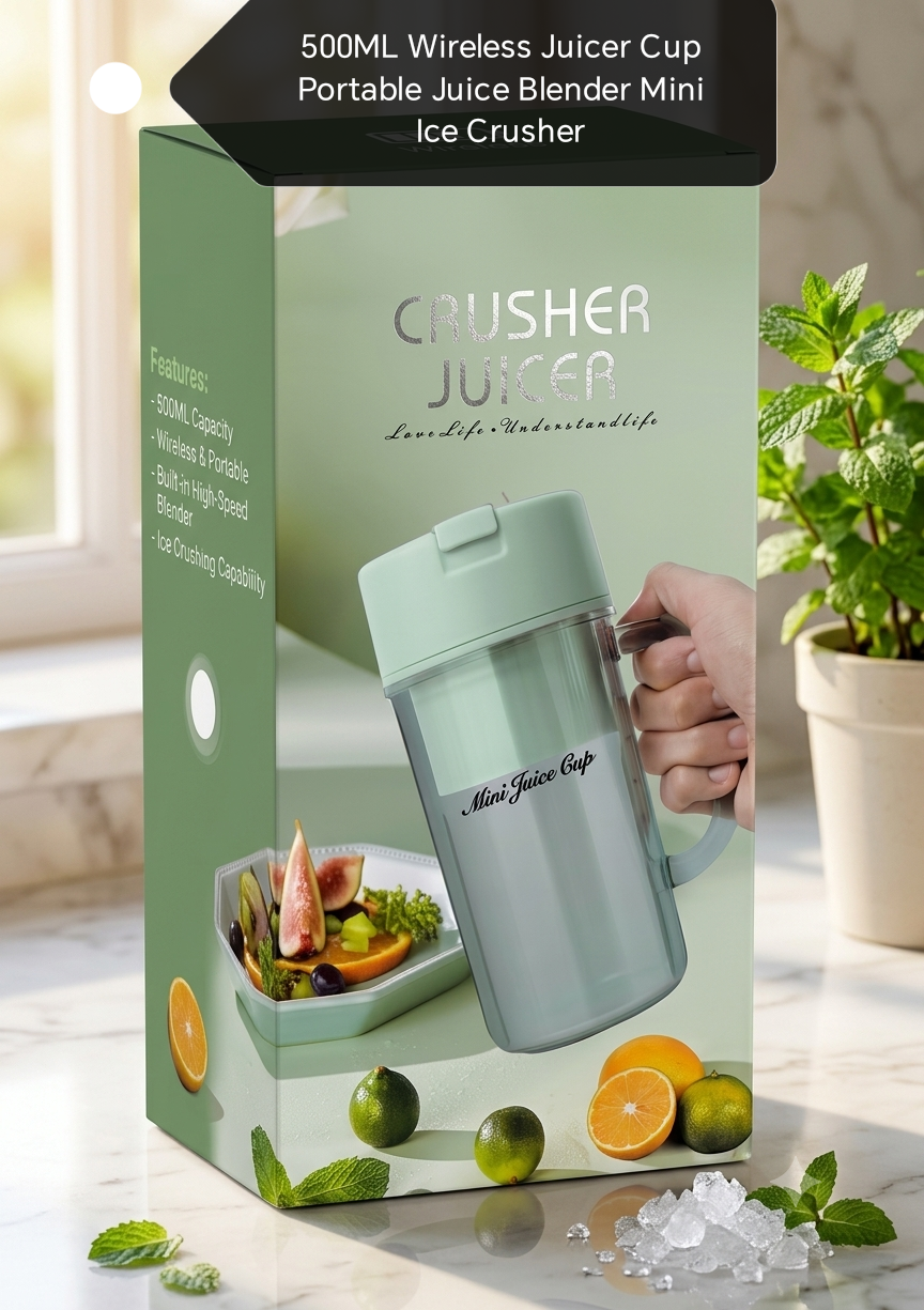 500ML Wireless Juicer Cup Portable Juice Blender Mini Ice Crusher