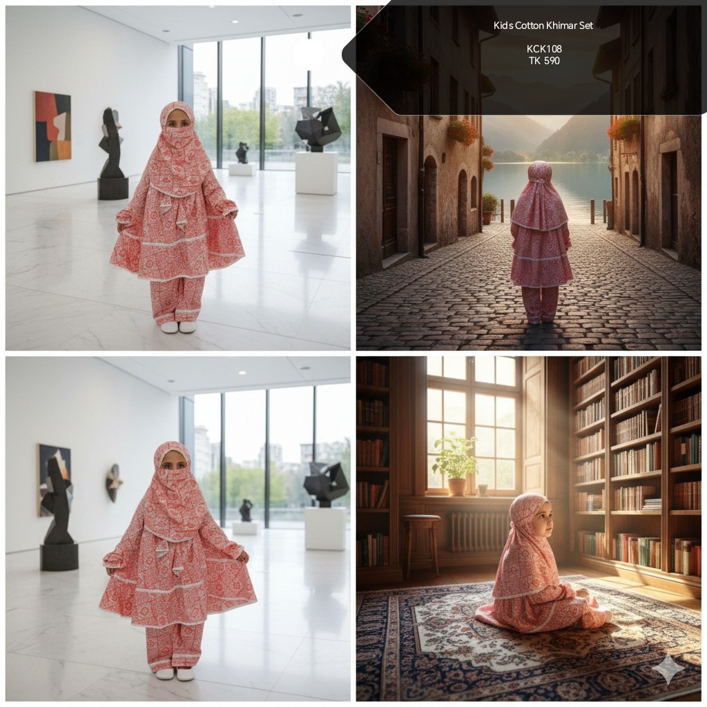 Kids Cotton Khimar Set KCK108